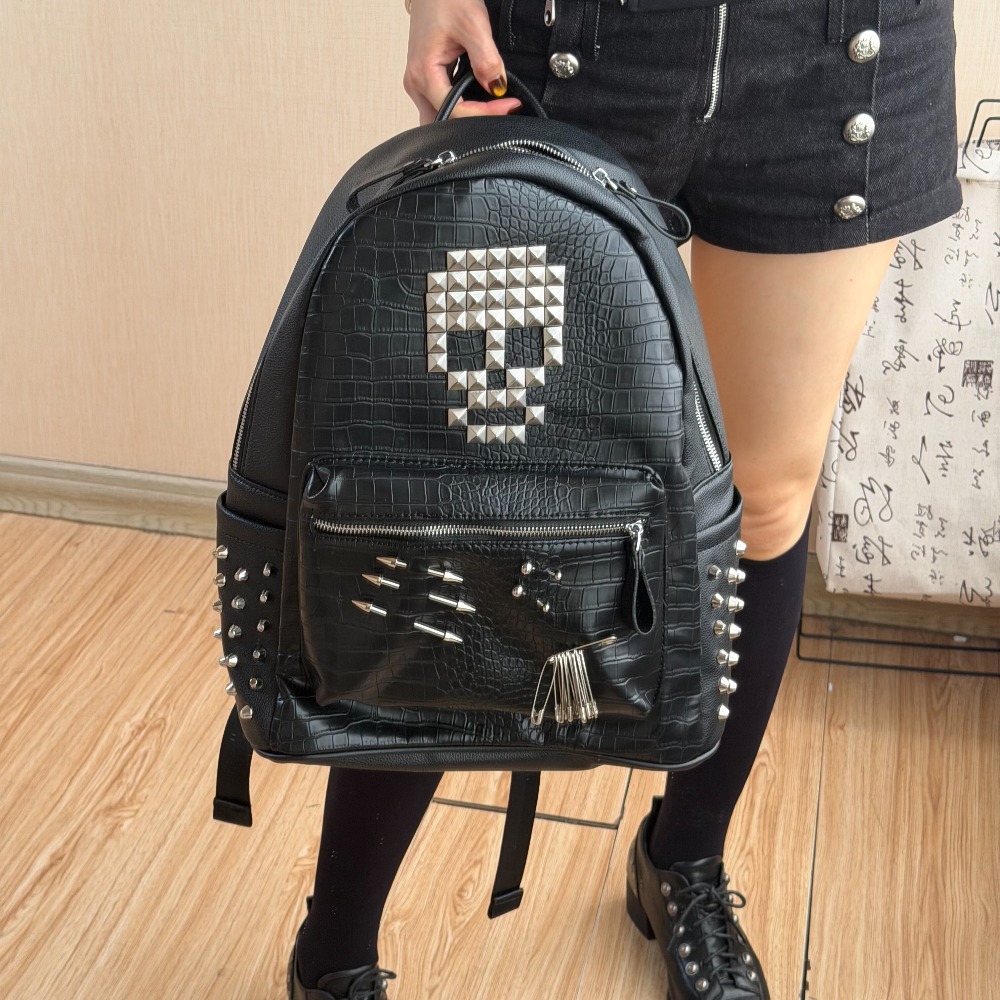 Fashion Backpack Women - Оригинальный черный рюкзак с узором под